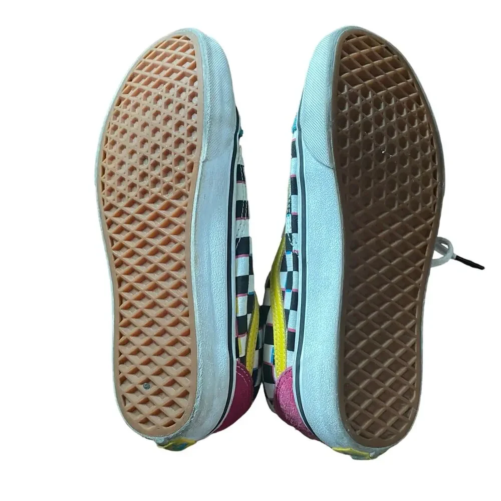 Vans Off the Wall Old Skool Crazy Check Neon Sneakers Mens 6.5 Womens 8
